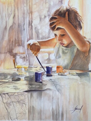 「Graine d’artiste」というタイトルの絵画 Joël Bérardによって, オリジナルのアートワーク, 水彩画