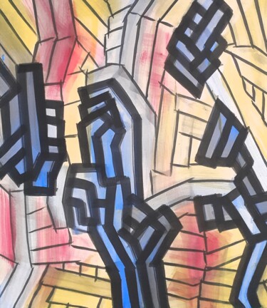 Painting titled "帝国与部族" by Zhao Le Men, Original Artwork, Gouache