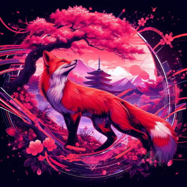 数字艺术 标题为“Le nuit du renard” 由Tsuiho, 原创艺术品, AI生成的图像