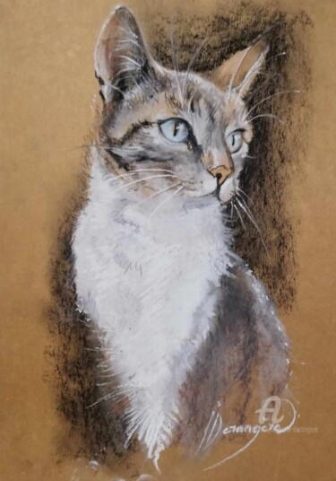 Dessin intitulée "patoune" par Isabelle Derangere, Œuvre d'art originale, Pastel