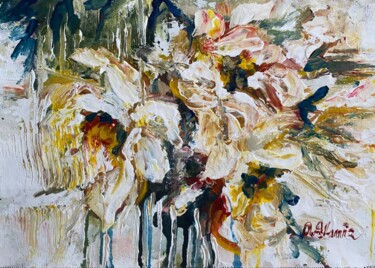 Картина акрилом "Flower family" цветущая ветка Painting titled "Картина акрилом "Fl…" by Oksana Almiz, Original Artwork, Acrylic
