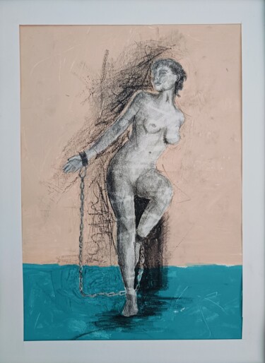 「Bağlı II」というタイトルの描画 Caner Ünlüによって, オリジナルのアートワーク, 木炭