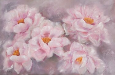 Rêve de Pivoines Peinture intitulée "Rêve de Pivoines" par Martine Gregoire, Œuvre d'art originale, Huile Monté sur Châssis en bois