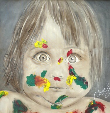 Painting titled "L'artiste en herbe" by Caberas, Original Artwork, Acrylic