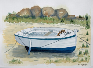 Peinture intitulée "Canot de Chausey An…" par Jacques Turbert, Œuvre d'art originale, Aquarelle