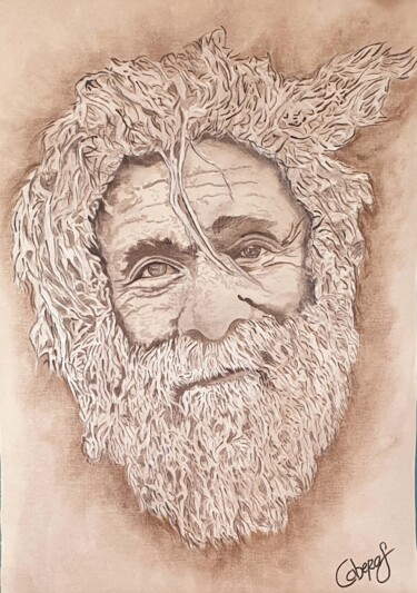 Peinture intitulée "Le vieux sage" par Caberas, Œuvre d'art originale, Acrylique