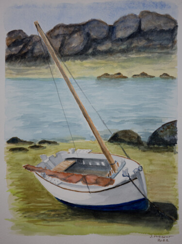 Peinture intitulée "Canot de Chausey au…" par Jacques Turbert, Œuvre d'art originale, Aquarelle