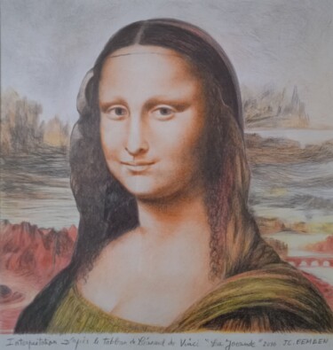 Dessin intitulée "interprétation de "…" par Jean-Claude Bemben, Œuvre d'art originale, Crayon Monté sur Verre