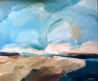 Painting titled "Entre sable et océan" by Johanne Spinella, Original Artwork, Acrylic