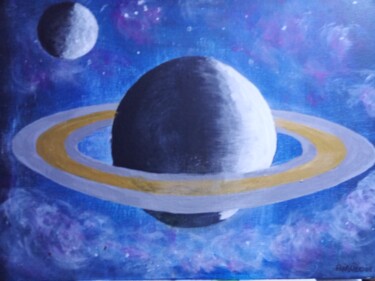 绘画 标题为“Saturn'” 由Christophe Beaudoin, 原创艺术品, 丙烯 安装在木质担架架上