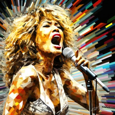 Tina Turner In Concert - Tina Turner Tribute Arts numériques intitulée "Tina Turner In Conc…" par Sykart Designs, Œuvre d'art originale, Image générée par l'IA