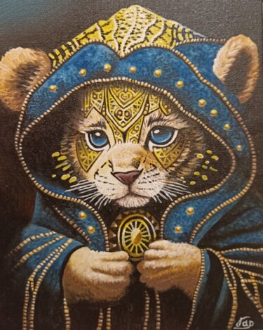 Painting titled "Магический львенок" by Alina Garifullina, Original Artwork, Acrylic