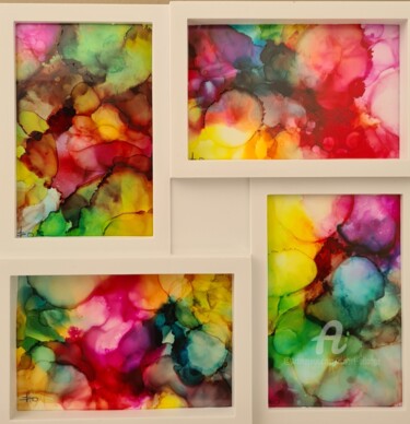 Peinture intitulée "Aa" par Isabel Ollange, Œuvre d'art originale, Encre Monté sur Autre panneau rigide