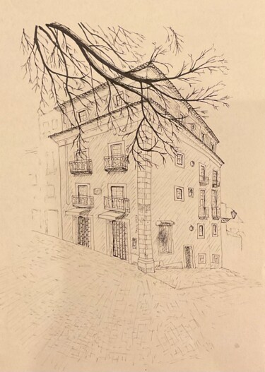 Drawing titled "Esquina no Castelo…" by Taicil, Original Artwork, Ink