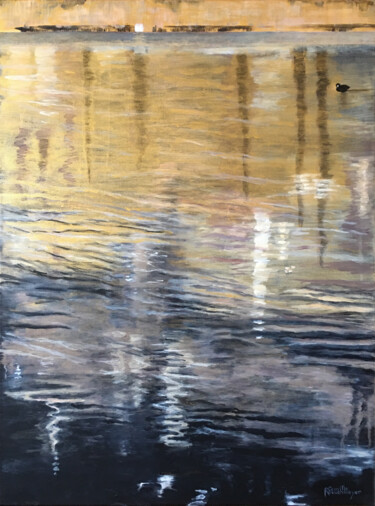 Peinture intitulée "Reflets d'or sur le…" par Camille Rouschmeyer, Œuvre d'art originale, Acrylique Monté sur Châssis en bois