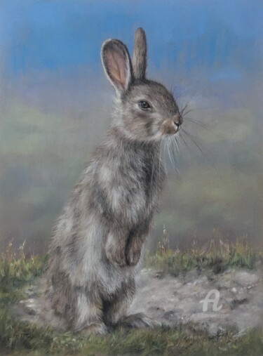 Sunset rabbit Tekening getiteld "Sunset rabbit" door Irene_art, Origineel Kunstwerk, Pastel