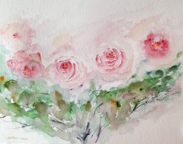 绘画 标题为“ROSES EN ÉTÉ” 由Marcela Denghel, 原创艺术品, 水彩