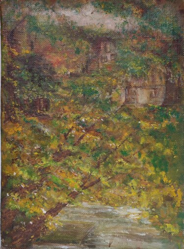 24, Grandma's house, children's places, canvas on cardboard, Peinture intitulée "24, Grandma's house…" par Volodymyr Chukhas, Œuvre d'art originale, Huile
