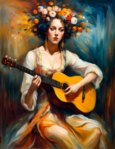 woman Guitarist 数字艺术 标题为“woman Guitarist” 由Pict T Mosb, 原创艺术品, AI生成的图像