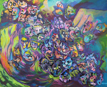 Peinture intitulée "Bousculade d'émotio…" par Marieline Gerard, Œuvre d'art originale, Acrylique