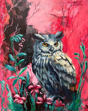 Surrounded by Pink Forest Painting titled "Surrounded by Pink…" by Natalie Aleksejeva (NatalieVerve), Original Artwork, Oil