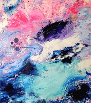 Malerei mit dem Titel "Vibrant sea" von Sylvia Eder, Original-Kunstwerk, Acryl Auf Keilrahmen aus Holz montiert