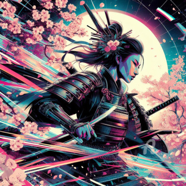 Digital Arts titled "la guerrière des fl…" by Tsuiho, Original Artwork, AI generated image