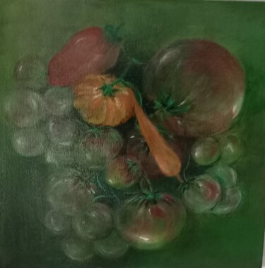Painting titled "Nature morte" by Martine Catteau  Delaroque, Original Artwork, Acrylic