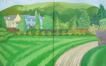 Malvern Hills seen from Malvern library 제목이 "Malvern Hills seen…"인 미술작품 Kirsty Wain로, 원작, 기름 나무 들것 프레임에 장착됨