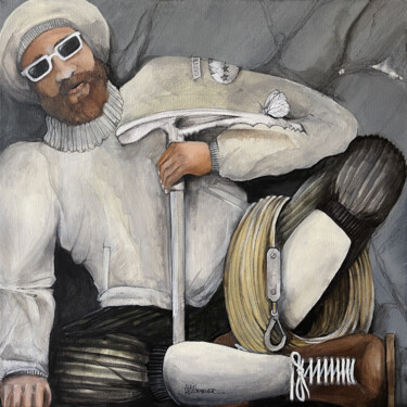 Peinture intitulée "SUR LE PIOLET" par Alain Rouschmeyer, Œuvre d'art originale, Acrylique Monté sur Châssis en bois