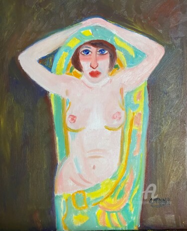 Pintura titulada ""Mystery Lady"" por Claire Marie Gay, Obra de arte original, Oleo Montado en Panel de madera