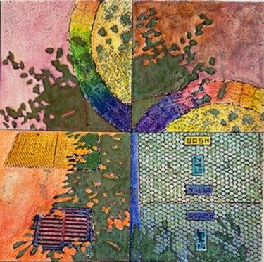 MACADAM TRANSFERTS Schilderij getiteld "MACADAM TRANSFERTS" door Marcelle Delacité, Origineel Kunstwerk, Aquarel