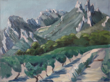 Painting titled "Les Dentelles" by Marie-Odile Ginies, Original Artwork, Oil Mounted on Wood Stretcher frame