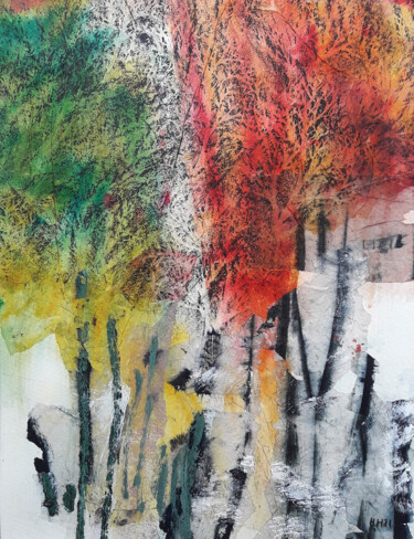 Pintura titulada "Chaleur d'été" por Helen Hill, Obra de arte original, Collages