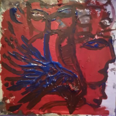 Painting titled "Qui domine le monde…" by Abricodéal Îles, Original Artwork, Acrylic Mounted on Cardboard