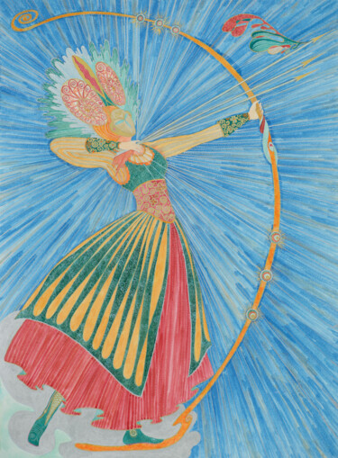 Painting titled "Warrioress of the B…" by Elaria, Original Artwork, Ink