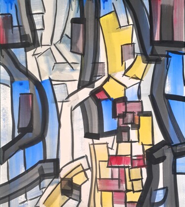 Painting titled "仓库" by Zhao Le Men, Original Artwork, Gouache