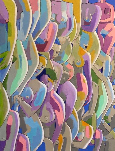File d'attente à modifier LES ENFANTS INDIGO. 绘画 标题为“File d'attente à mo…” 由Dags, 原创艺术品, 油