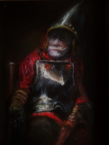 绘画 标题为“Rembrandt Inspired,…” 由Amazeigh Bouzékri, 原创艺术品, 油 安装在木质担架架上