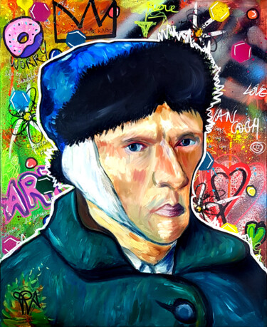 Portrait pop art Urban Vincent Van Gogh Peinture Sur toile Ζωγραφική με τίτλο "Portrait pop art Ur…" από Pvettese, Αυθεντικά έργα τέχνης, Ακρυλικό Τοποθετήθηκε στο Ξύλινο φορείο σκελε…