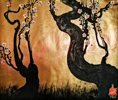 Malerei mit dem Titel "five-color cherry b…" von Serge Sunne, Original-Kunstwerk, Acryl