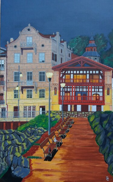 Peinture intitulée "rencontre nocturne" par Gilbert Devesa, Œuvre d'art originale, Acrylique Monté sur Châssis en bois
