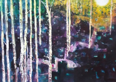 Peinture intitulée "Lumière dans la for…" par Lorenz, Œuvre d'art originale, Acrylique Monté sur Châssis en bois