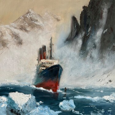 Schilderij getiteld "Frozen Odyssey" door Tchart, Origineel Kunstwerk, Olie Gemonteerd op Frame voor houten brancard