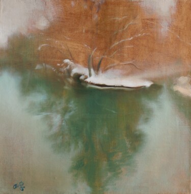 Schilderij getiteld "Laborec" door Peter Balog, Origineel Kunstwerk, Olie Gemonteerd op Frame voor houten brancard