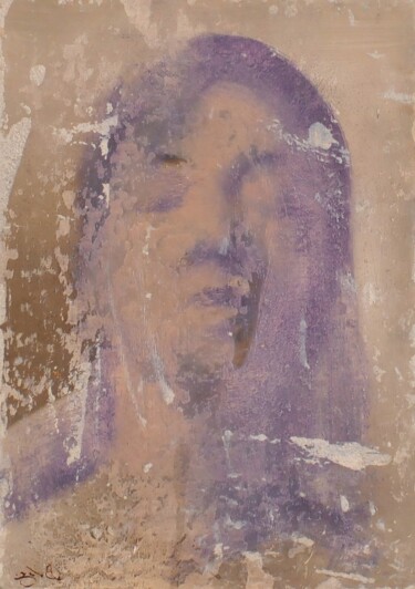 Peinture intitulée "Wall portrait" par Peter Balog, Œuvre d'art originale, Huile Monté sur Autre panneau rigide