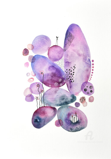 Drawing titled "Pebbles Consolation" by Mab Carratier, Original Artwork, Watercolor