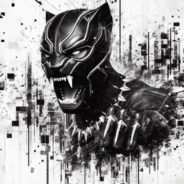 Arts numériques intitulée "Black panthera" par Tsuiho, Œuvre d'art originale, Image générée par l'IA