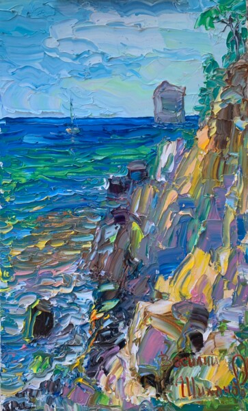 绘画 标题为“«Море и скала «Пару…” 由Василий Шиханов, 原创艺术品, 油 安装在木质担架架上