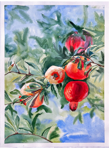 绘画 标题为“Pomegranate” 由Tetiana Zelinska, 原创艺术品, 水彩